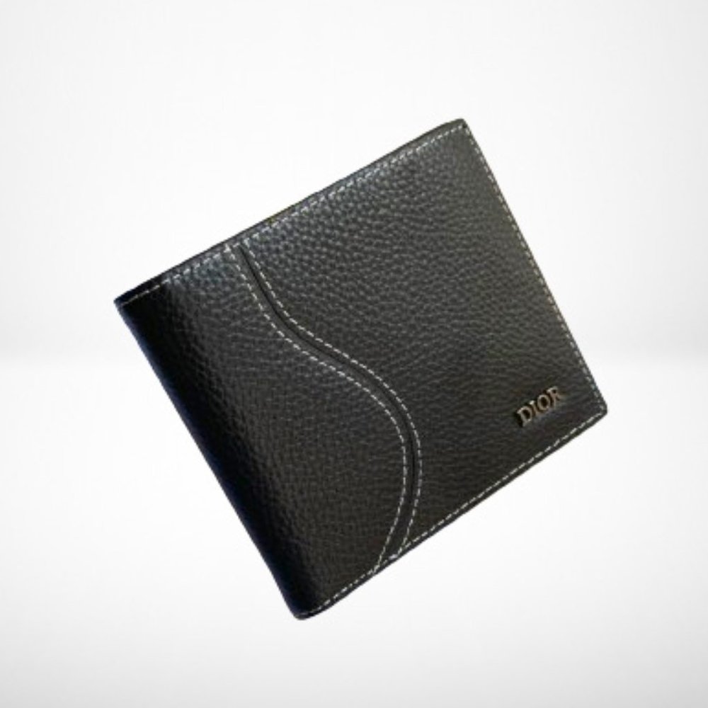 DIOR Saddle Bi-Fold Card Holder / Wallet in Black Grained Calfskin Marquetry - Picture 3 of 8